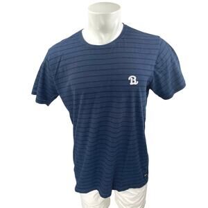 Barney Cools Men's Blue Striped Crewneck Short Sleeve Casual Tee T-shirt Top M